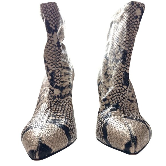 Vince Camuto Tillen Snake Print Ankle Boots Unique Block Heel Pointed Toe 9.5 - Picture 5 of 10
